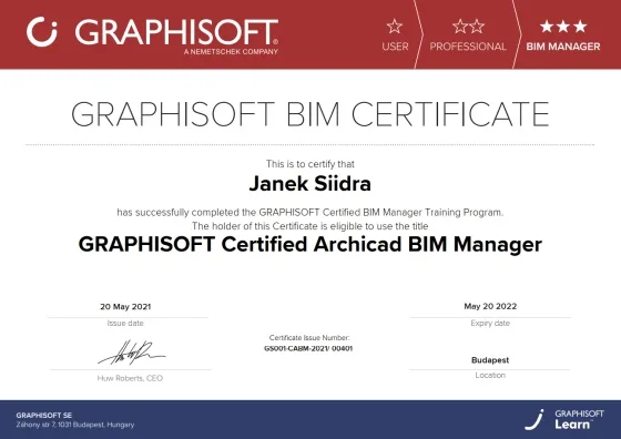 GRAPHISOFT Certified Archicad BIM Manager